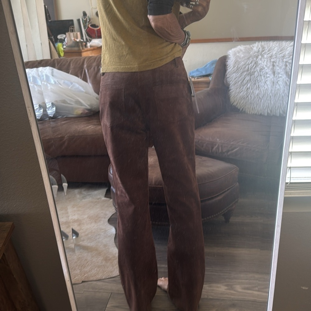 Brown genuine suede leather pants new with tags by Margaret Godfrey size 6 - Picture 12 of 16